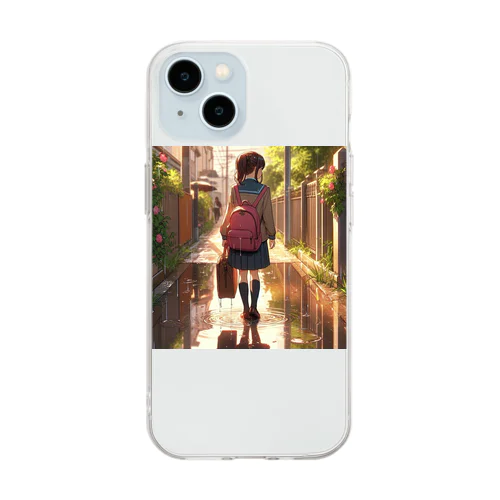 雨上がりの路地裏 Soft Clear Smartphone Case
