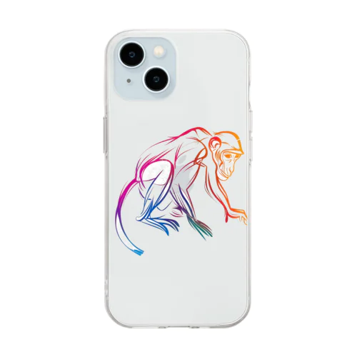 カラフルな猿 Soft Clear Smartphone Case