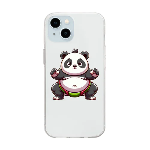 相撲パンダ Soft Clear Smartphone Case