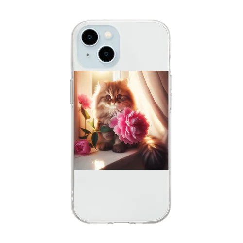 猫の可愛いグッズ Soft Clear Smartphone Case
