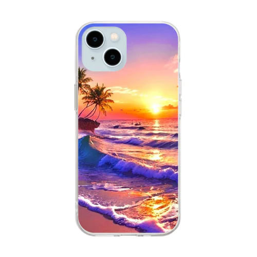 🌴ビーチサンセット☀ Soft Clear Smartphone Case