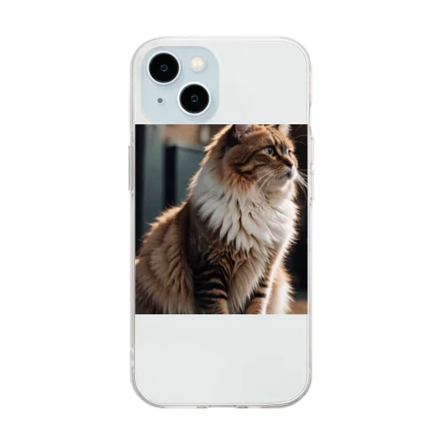 遊び疲れた猫のふわふわのしっぽ Soft Clear Smartphone Case