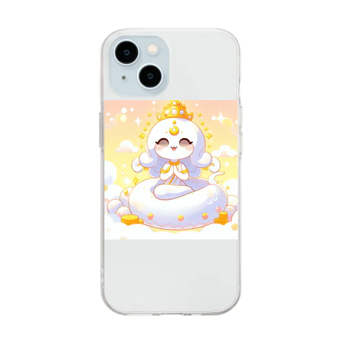 まるで弁天様？！神々しい白蛇ちゃん Soft Clear Smartphone Case