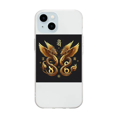 招福金龍文珠 Soft Clear Smartphone Case