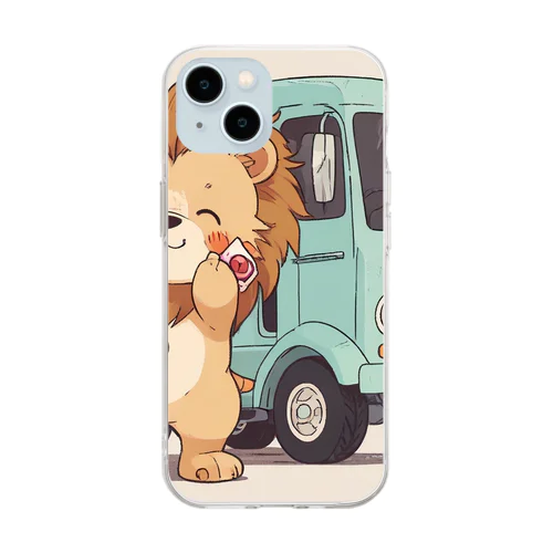 おもちゃのトラックでかわいいライオンに会おう Soft Clear Smartphone Case