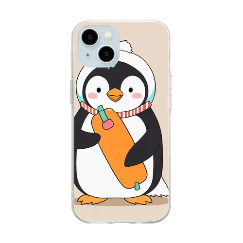 かわいいペンギンとおもちゃのキャンバス Soft Clear Smartphone Case