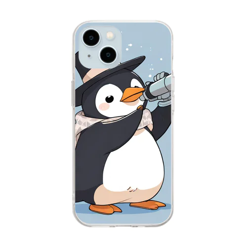 おもちゃの望遠鏡でかわいいペンギンに会おう Soft Clear Smartphone Case