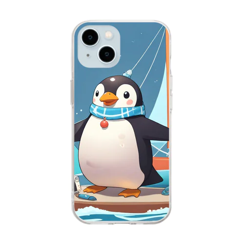 おもちゃのヨットでかわいいペンギンに出会おう Soft Clear Smartphone Case