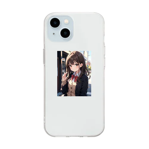 可愛い女の子制服 Soft Clear Smartphone Case