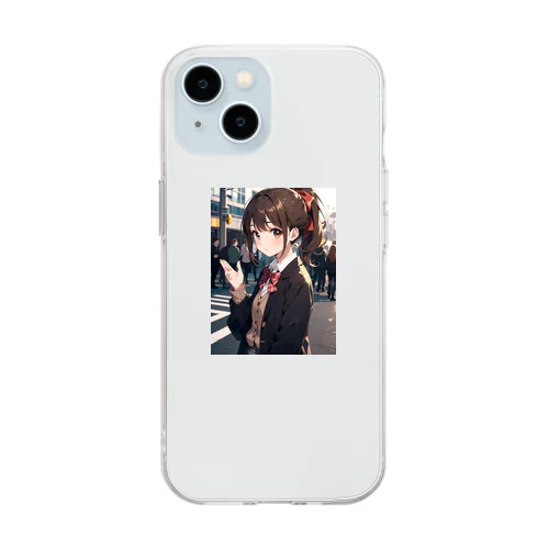 可愛いJKポニーテール Soft Clear Smartphone Case