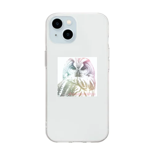 シマフクロウ　RED Soft Clear Smartphone Case