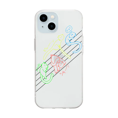 ネコ文字 Soft Clear Smartphone Case