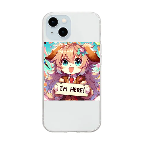 犬 ワンコ カワイイ絵 Soft Clear Smartphone Case