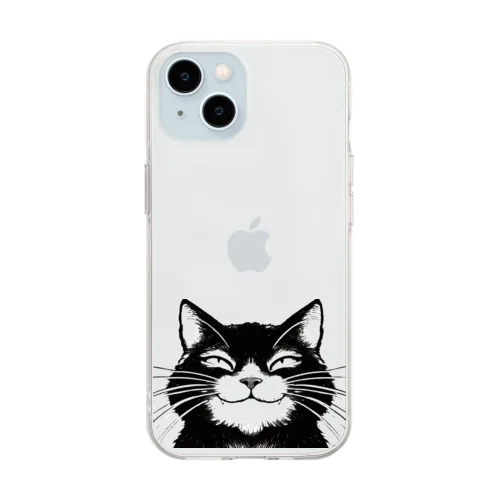 してやったり！！の顔した猫 Soft Clear Smartphone Case