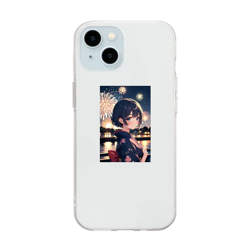 浴衣の可愛い女の子 Soft Clear Smartphone Case