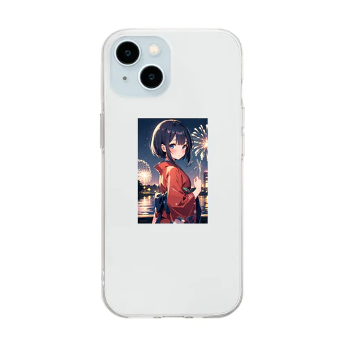 浴衣の可愛い女の子 Soft Clear Smartphone Case