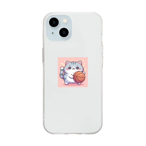 可愛いバスケ猫 Soft Clear Smartphone Case