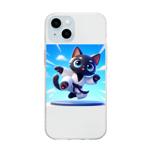 ハイキック空手家クロネコ君 Soft Clear Smartphone Case