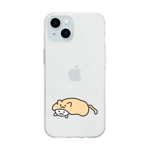 ネコ、かぶってます。（文字なし） Soft Clear Smartphone Case