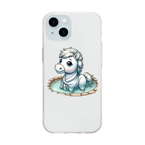 ウマさんの入浴 Soft Clear Smartphone Case