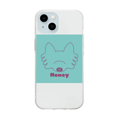 ハニー ミントブルー×ピンクライン Soft Clear Smartphone Case