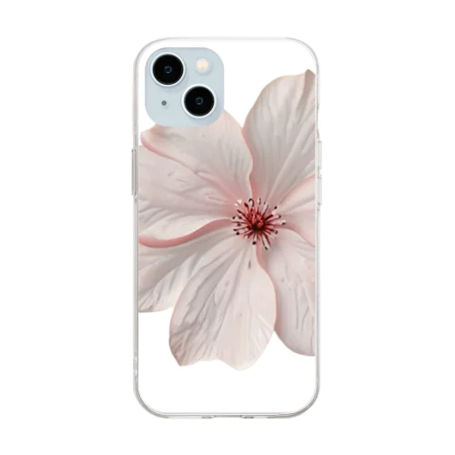 桜　一輪 Soft Clear Smartphone Case