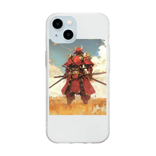 黄金の鎧を着た侍 Soft Clear Smartphone Case