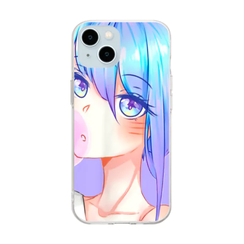 バブルガムを噛むアニメガール 日本の美学 アニメオタク Soft Clear Smartphone Case