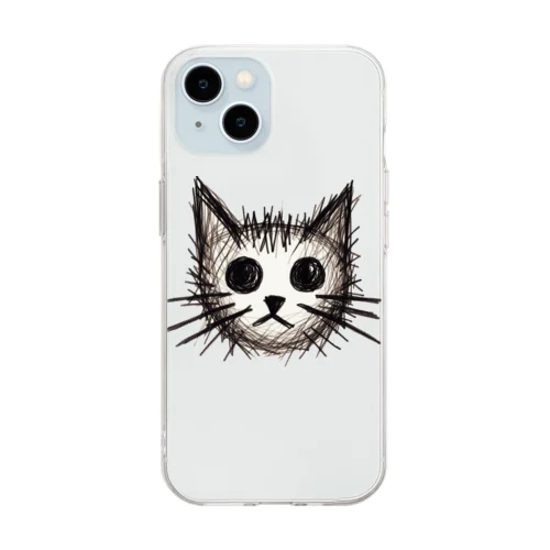 ねこ落書き Soft Clear Smartphone Case