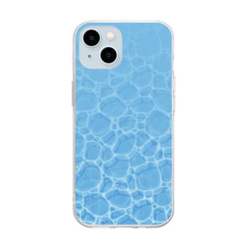 手描き風の海の水面 Soft Clear Smartphone Case