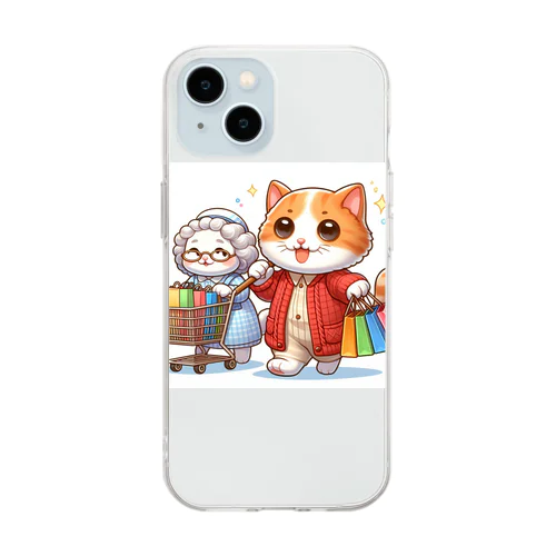 かわいい猫ちゃんと一緒にお買い物🐱💼  Soft Clear Smartphone Case