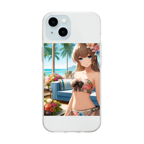 海と南国と水着と　夏休み Soft Clear Smartphone Case