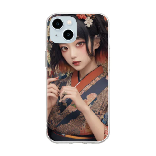 浮世絵風美女 Soft Clear Smartphone Case