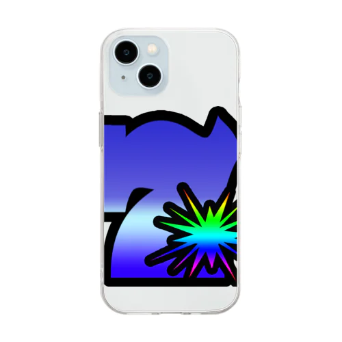 パチンコ、パチスロTシャツ＠青７図柄 Soft Clear Smartphone Case