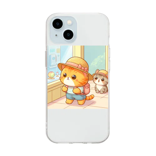 にゃんともキュートなショッピングタイム♪ Soft Clear Smartphone Case