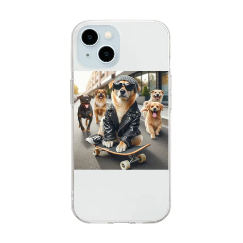 スケートボードの犬 グッズ Soft Clear Smartphone Case