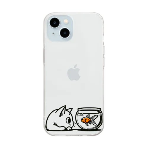 猫と金魚 Soft Clear Smartphone Case