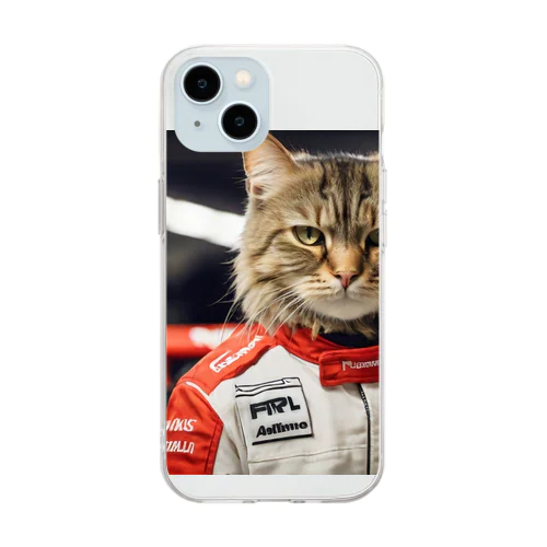 Ｆ１レーサー猫 Soft Clear Smartphone Case