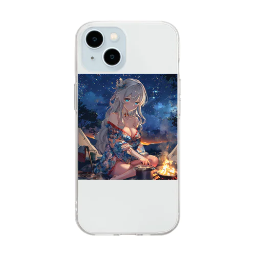 キャンプ　サキ Soft Clear Smartphone Case