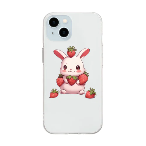 うさぎといちご Soft Clear Smartphone Case