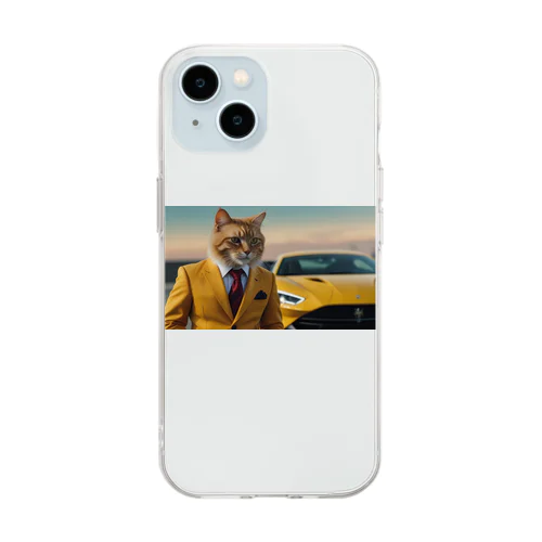 大富豪の猫 Soft Clear Smartphone Case