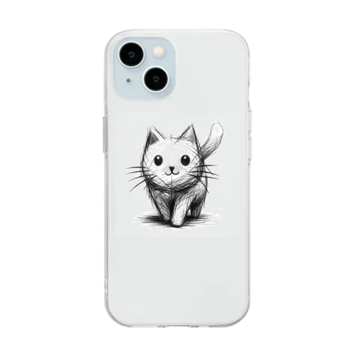 猫落書き2 Soft Clear Smartphone Case