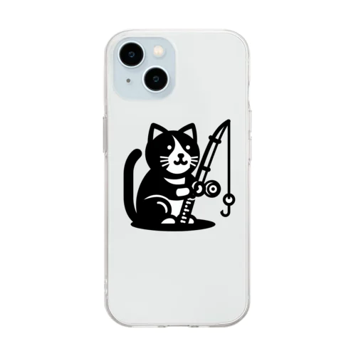 釣り猫 Soft Clear Smartphone Case