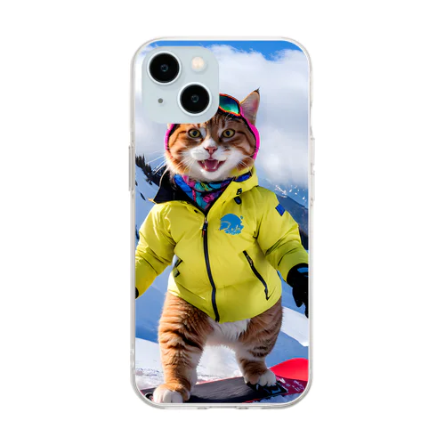 スノボ猫 Soft Clear Smartphone Case