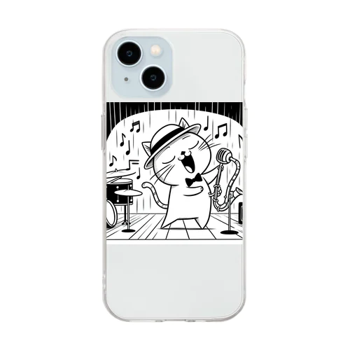 ジャズボーカルキャット Soft Clear Smartphone Case