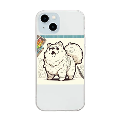 絵を描きたいワンチャン Soft Clear Smartphone Case