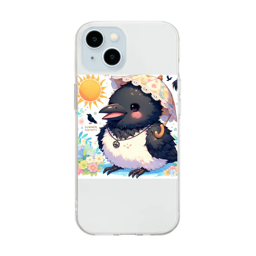 キュートカラス夏 Soft Clear Smartphone Case