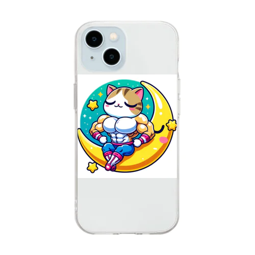 眠たい猫マッチョ Soft Clear Smartphone Case