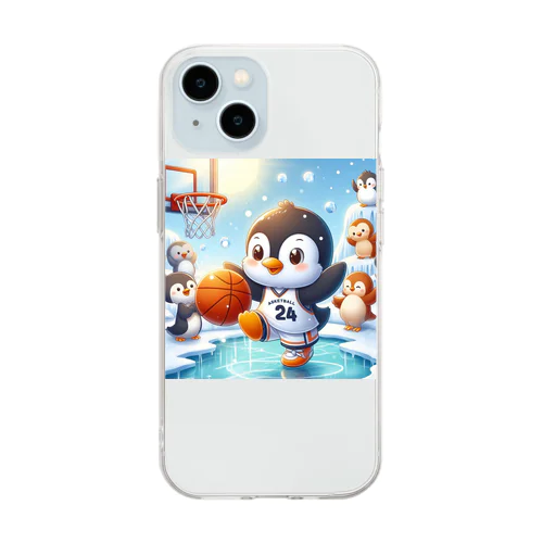 ペンギン！バスケに挑戦！ Soft Clear Smartphone Case