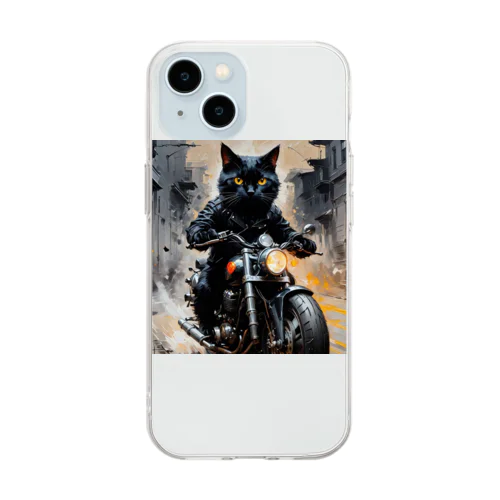 ファンキーな黒猫 Soft Clear Smartphone Case